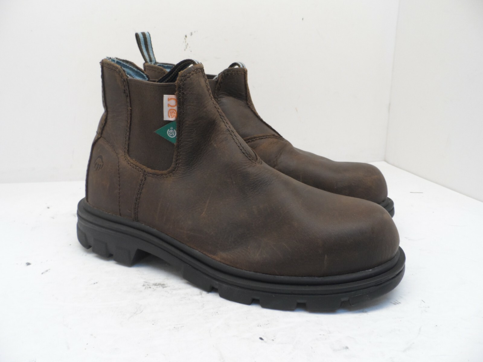 Wolverine Mujer Corte Medio Belle Pull-On Punta de Seguridad WP Bota de Trabajo Marrón/Azul 8.5M