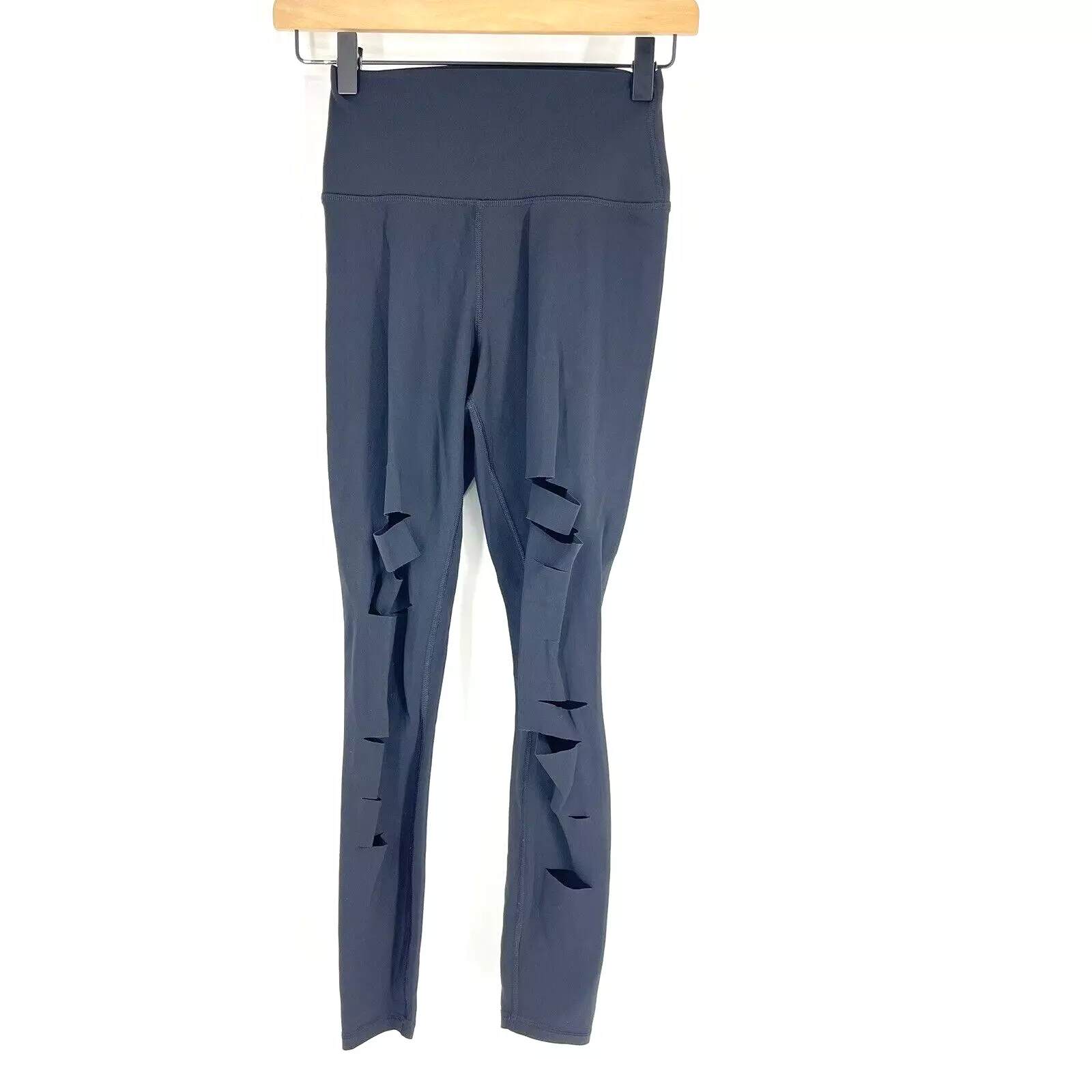 alo-yoga high waist ripped warrior slash slits destroyed leggings