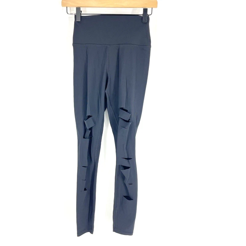 alo-yoga high waist ripped warrior slash slits destroyed leggings