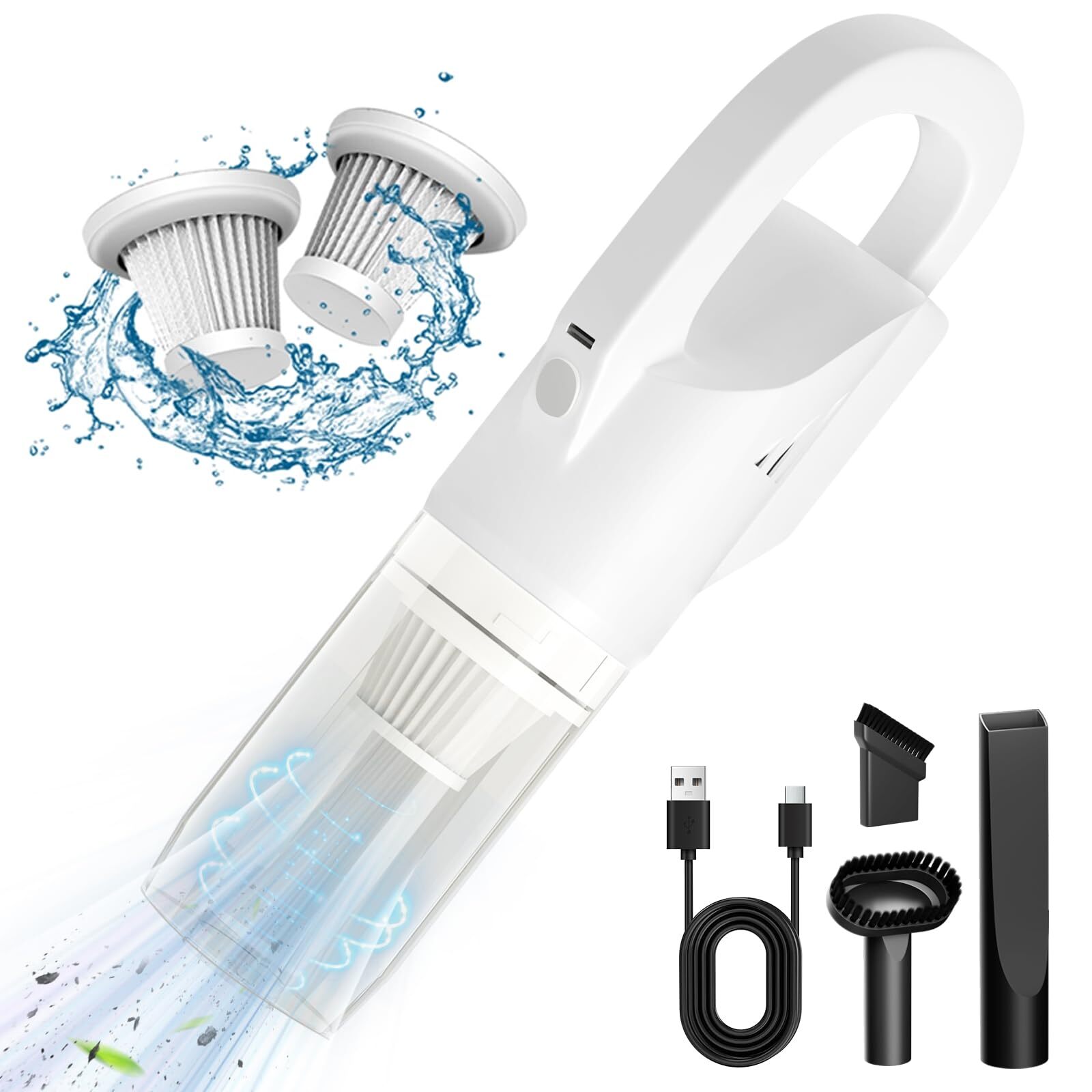 Car Vacuum Portable Handheld Vacuum Cordless with 2 Filters, Power Suction Ha...