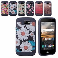 Para LG K3 LS450 Resistente Híbrido Duro Fibra de Carbono + Cubierta Suave Diseño Doble Capa