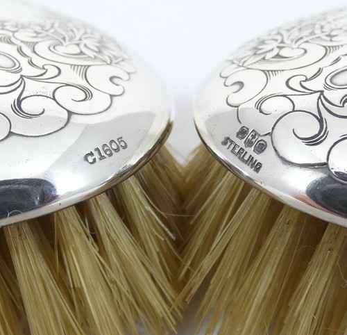 Juego de cepillos de ropa ovalados Gorham vintage par de plata esterlina C1605 cabello - Imagen 7 de 8