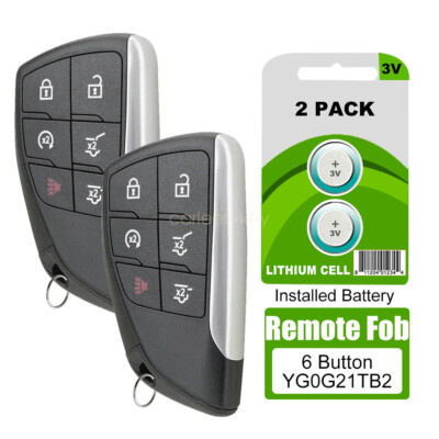 2 Replacement For 2021 2022 GMC Yukon 6Button Keyless Remote Key Fob YG0G21TB2