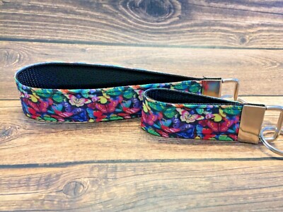 Key Fob Chain Holder Wrist Lanyard Strap Hands Free Colorful Butterflies