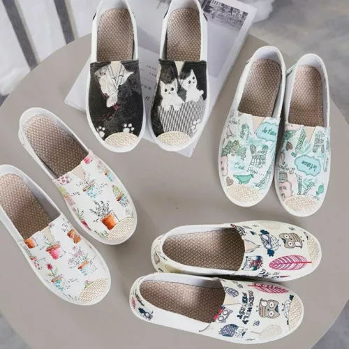 Zapatos de salón informales deslizantes de lona sin cordones estilo hilo dental para mujeres y damas - Imagen 1 de 18