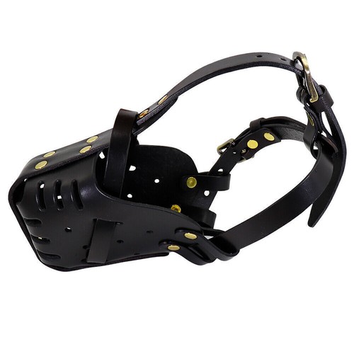 Leather Pitbull Dog Muzzle Doberman German Shepherd Secure Basket Black Brown - Picture 13 of 14