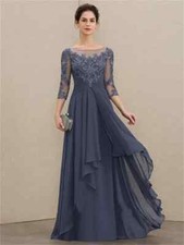 ONeck Floor Length Mother of the Bride Luxury Wedding Dress Half Sleeves Evening