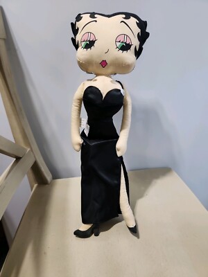 Betty Boop Doll 18" 1987 Collectible Black Satin Flapper Dress Leg  Slit/Garter | eBay