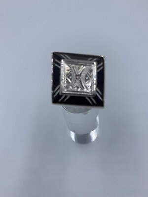 Bague Carrée Ciselée Argent Massif 8g Taille 52/53 - Moderne Et Noire - Occasion