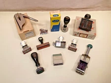10pc Office rubber stamp/embosser lot (Justrite/Excelsior/Garvey/etc)