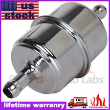 Chrome Plated Fuel Filter Fits 3/8" ID Hose Inline Car Auto Parts Fuel System US