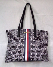 TOMMY HILFIGER Tote Bag  69J6975 001 Black  White T Logo  128 Retail / NWT