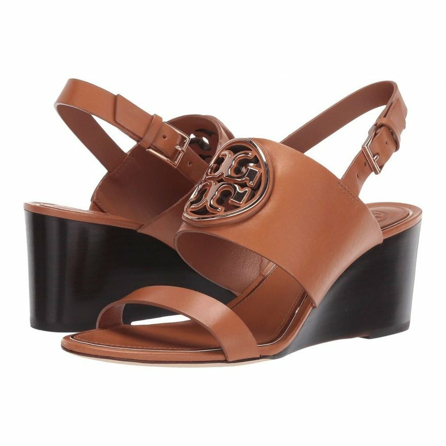 Tory Burch Metal Miller 65Mm Leather Wedge Sandal TAN/ ROSE Women's $298 |  eBay