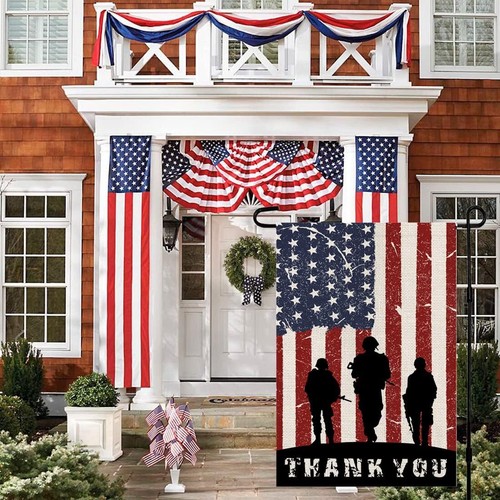 Patriotic American Soldier Thank You Garden Flag 12X18 Inch Burlap Double Sided - 第 3/12 張圖片