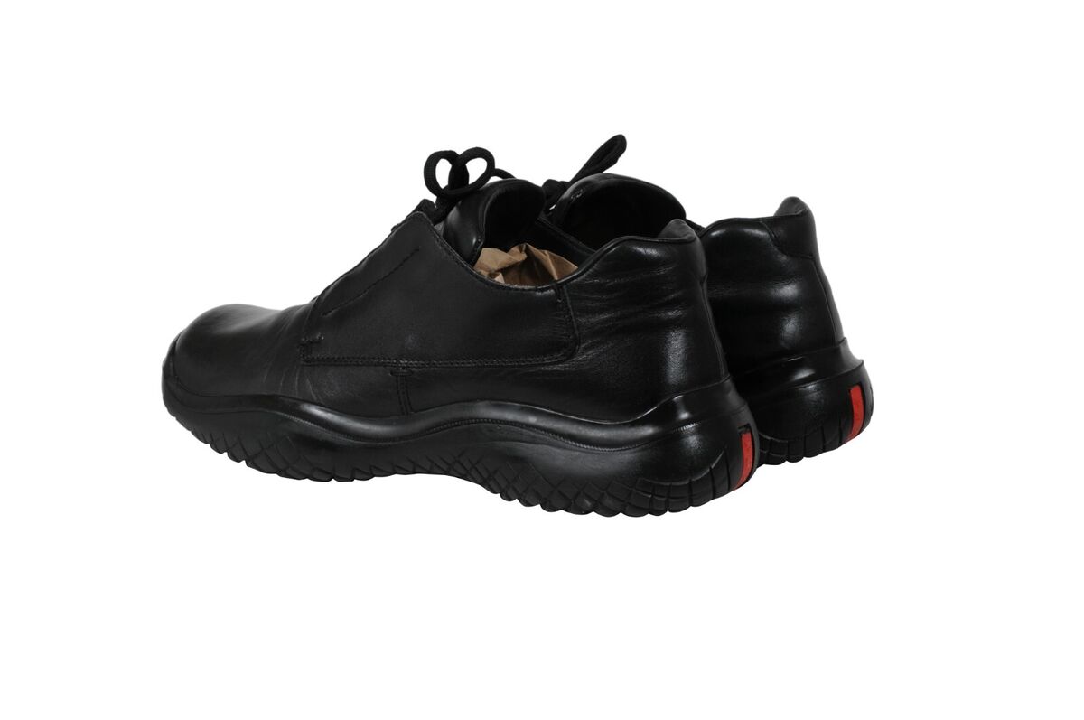 Prada Mens Vintage Chunky Derby US 10 UK 9 Black Leather Prada Mens Vintage Chunky Derby US 10 UK 9 Black Leather