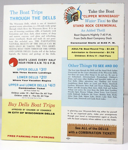 Vtg. Brochure Wisconsin Dells Boat Trips. Brochure Looks to be from the 1970's - Picture 3 of 3