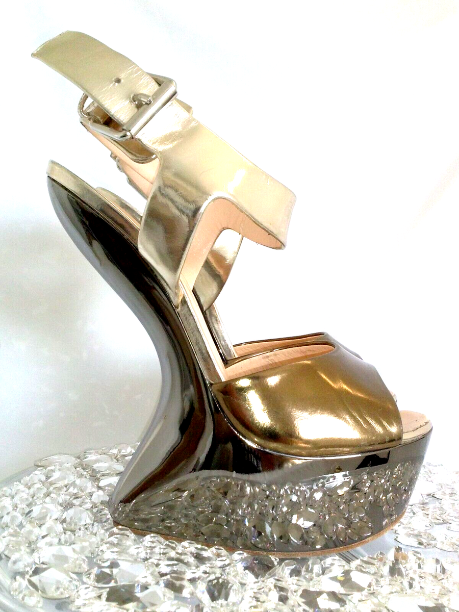 GIUSEPPEZANOTTI  GOLD×SILVER wedge 37H Giuseppe Zanotti | Shoes | Giuseppe Zanotti Silver And Gold