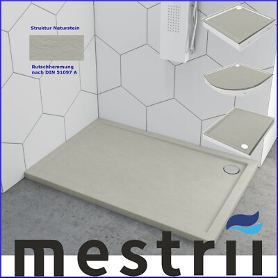 Duschtasse Steinoptik Styroporträger Duschwanne Grau Cement Stone DIN 51097 A