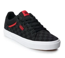 VANS Seldan Checkerboard Skater Lace Up Low Shoes Black Black Red Men’s 12 $125
