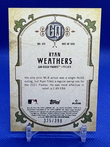 2022 Topps Gypsy Queen Ryan Weathers #129 Burnt Umber /399 - Picture 2 of 2