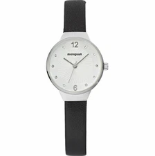 Sporty Elegant Women's Watch Manguun Leather Band with Zirconia MULA-91307-10L