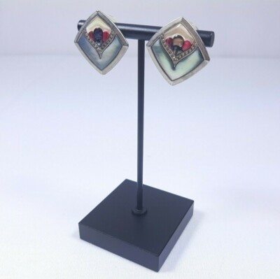 Vintage Pierced Earrings Abalone Jewellery Signed Duri - 11 grams