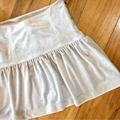 Velvet velour pleated mini skirt ballerina ballet dance summer ivory taupe  small