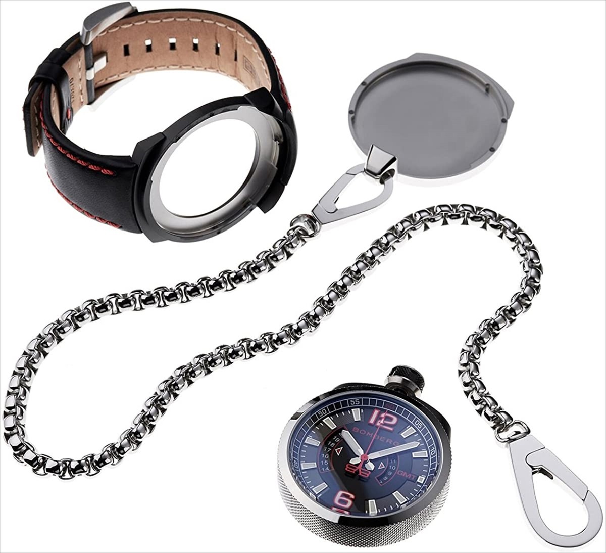 BOMBERG Bolt-68 GMT Leather Strap Quartz Watch for