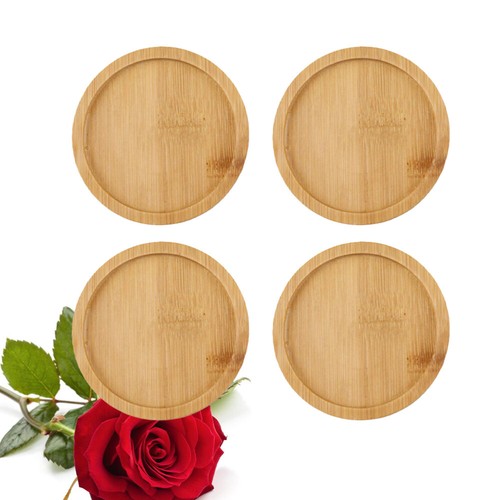 4Pcs Bamboo Plant Flower Trays Planter Pot Saucer Round Planters Indoor Plant - Picture 2 of 11