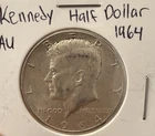 1964 Kennedy Half Dollar Silver Coin AU Grade 50C 0.9 Fineness Uncertified