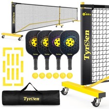 Pickleball Net Set - Pickleball Net on Wheels for Driveway Backyard, 22FT Reg...