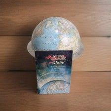 🌍 Vintage 1961 National Geographic Globe Acrylic Base Time Ring Original Manual