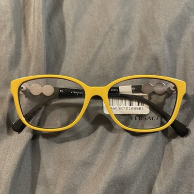 Versace Eyeglasses Frames MOD. 3181-B 5064 Yellow Cat Eye Crystals 53-15-140