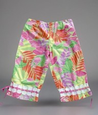 LILLY PULITZER-6X-Little Girl  s Capri Pants-Multi-Color-Tropical Frogs Greenery