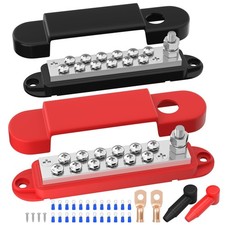 RVBOATPAT Power Distribution Block 12V 150A 1/4" Stud Marine Red and Black