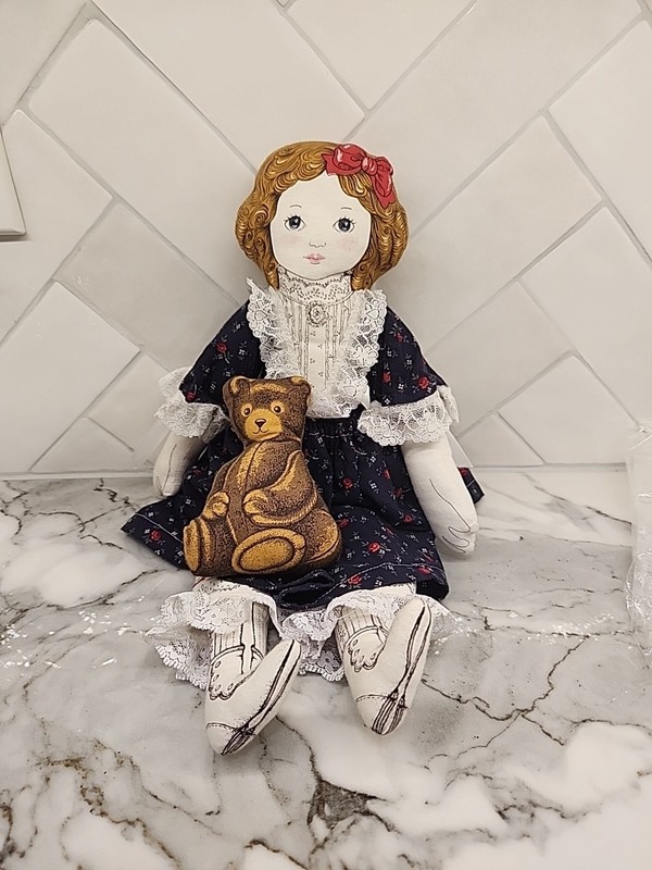 Vintage Cranston Cut & Sew Storybook Panel Doll With Bear!!!
