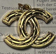 Chanel lot button zip pull 25mm Bright Gold  1pc Crosshatch Design Stamped