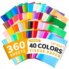 PSISO 360 Sheets Tissue Paper for Gift Bags, 40 Colors 14x10 Inch 40