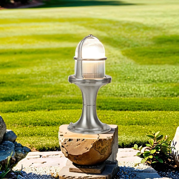 AußEnlampe Wegeleuchte Klein 25 Cm E27 IP54 Messing Glas Maritim Sockelleuchte-image
