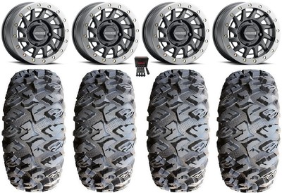Raceline Squad Bdlk 15'' Wheels Bk +38mm 31'' MotoClaw Tires Kawasaki Mule Pro