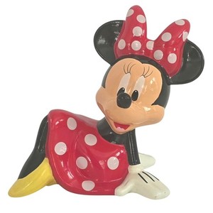 Disney Minnie Mouse Ceramic Piggy Coin Bank Red Polka Dot Dress
