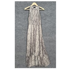 DVF Diane Von Furstenberg Size 2 Maxi Dress Silk Snakeskin Ruffled Hem Evening