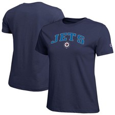 Women's Champion  Navy Winnipeg Jets Arch Mascot Logo T-Shirt