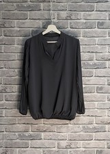 Neu Damenbluse Blusenshirt PlisseeÄrmel Gummizugsaum V Ausschnitt 36-42  Grau