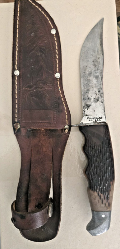 Schrade Walden Fixed Blade Hunting Knife With Sheath NY USA 147