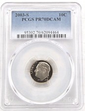 2003-S 10c CLAD PCGS PR70DCAM ROOSEVELT DIME PROOF DEEP CAMEO PR 70 DC