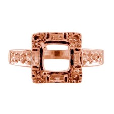 Semi Mount Cushion 8MM Solitaire Accents Ring 925 Sterling Silver Rose Plated