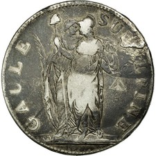 [#75581] Coin, ITALIAN STATES, PIEDMONT REPUBLIC, 5 Francs, 1801, VF(20-25), Sil