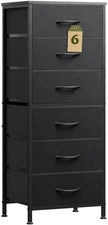 Black Tall Dresser for Bedroom 6 Drawer Dressers & Chests of Drawers Fabric