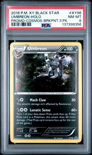 2016 POKEMON BLACK STAR PROMO UMBREON #XY96 HOLO FOIL PSA 8 NM #137398356